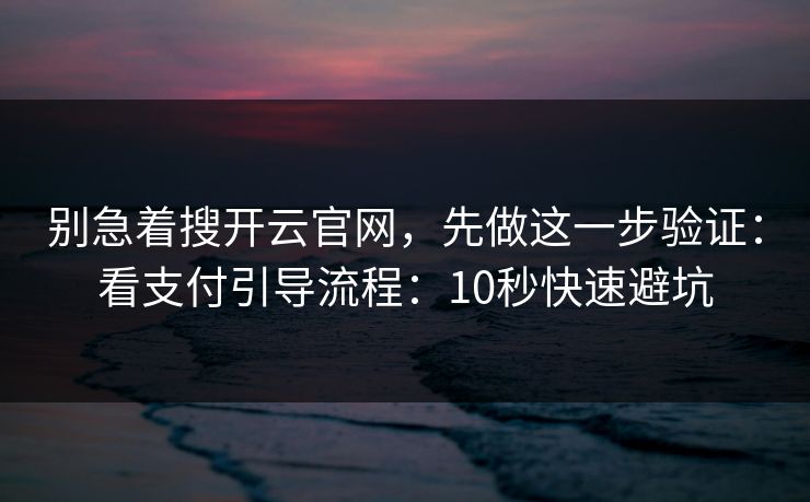 别急着搜开云官网,先做这一步验证:看支付引导流程:10秒快速避坑 别急着搜开云官网,先做这一步验证:看支付引导流程:10秒快速避坑